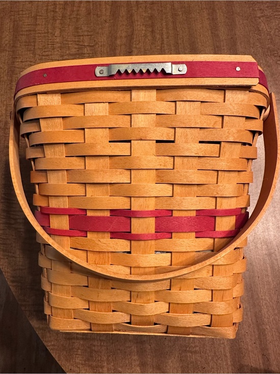 Longaberger Other - Longaberger Natural Wood Tone Basket with Red Accent Trim